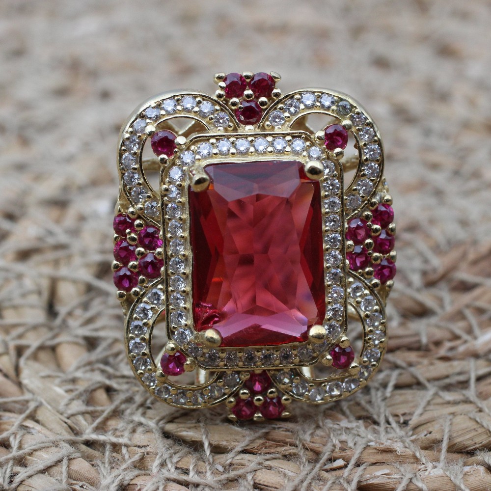 Ruby Ring, Handmade Women's Ring, Turkish Handmade Ring, Authentic Ring, Ottoman Ring, Ladies Ring, 925k Sterling Silver, Gift For Her,