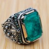 Men's Handmade Ring, Turkish Handmade Silver Men's Ring, Ottoman Ring, Paraiba Ring, Men's Jewelry, Gift for Him, 925k Sterling Silver Ring Men's Handmade Ring, Turkish Handmade Silver Men's Ring, Ottoman Ring, Paraiba Ring, Men's Jewelry, Gift for Him, 925k Sterling Silver Ring