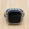Onyx Ring, Men's Handmade Ring, Turkish Handmade Silver Men's Ring, Star And Crescent, Mens Jewelry, Gift for Him, 925k Sterling Silver Ring