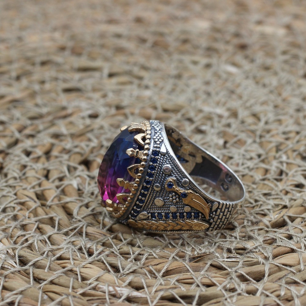 Men's Handmade Ring, Turkish Handmade Men's Ring, Ottoman Men's Ring, Tourmaline Men's Ring, Mens Ring, Gift for Him, 925k Sterling Silver Men's Handmade Ring, Turkish Handmade Men's Ring, Ottoman Men's Ring, Tourmaline Men's Ring, Mens Ring, Gift for Him, 925k Sterling Silver