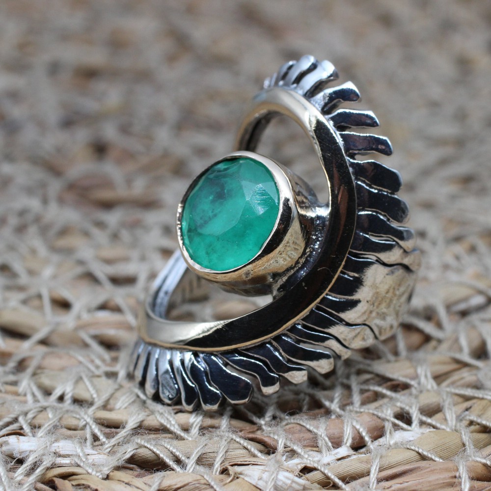 Paraiba Ladies Ring, Handmade Women's Ring, Turkish Handmade Silver Ladies Ring, Ottoman Women's Ring, Ladies Ring, 925k Sterling Silver