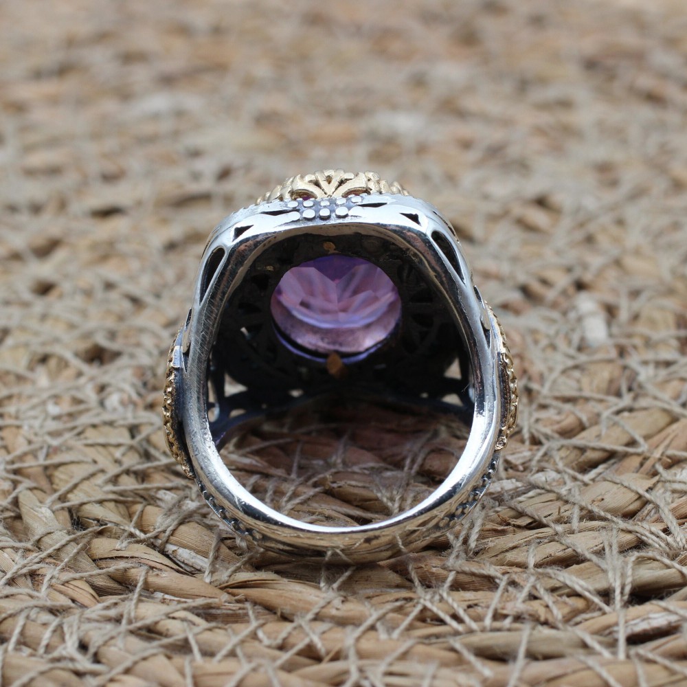 Amethyst Men's Ring, Men's Handmade Ring, Turkish Handmade Ring, Ottoman  Men's Ring, Men's Jewelry, Gift for Him, 925k Sterling Silver