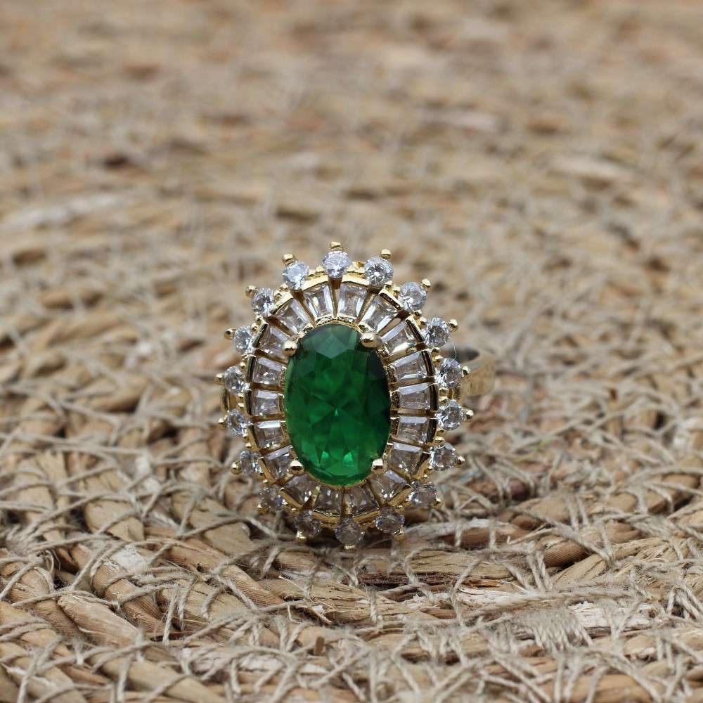 Handmade Women Ring, Turkish Handmade Silver Ladies Ring, Ottoman Women Ring, Emerald Women Ring, Ladies Ring, 925k Sterling Silver Ring