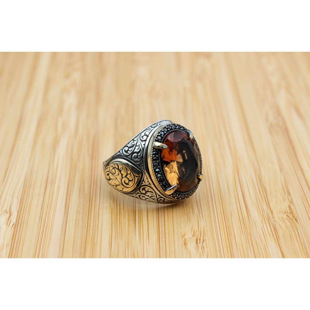Alexandrite Ring, Men Handmade Ring, Turkish Handmade Silver Mens Ring, Ottoman Ring, Men's Jewelry, Alexandrite, 925k Sterling Silver Ring
