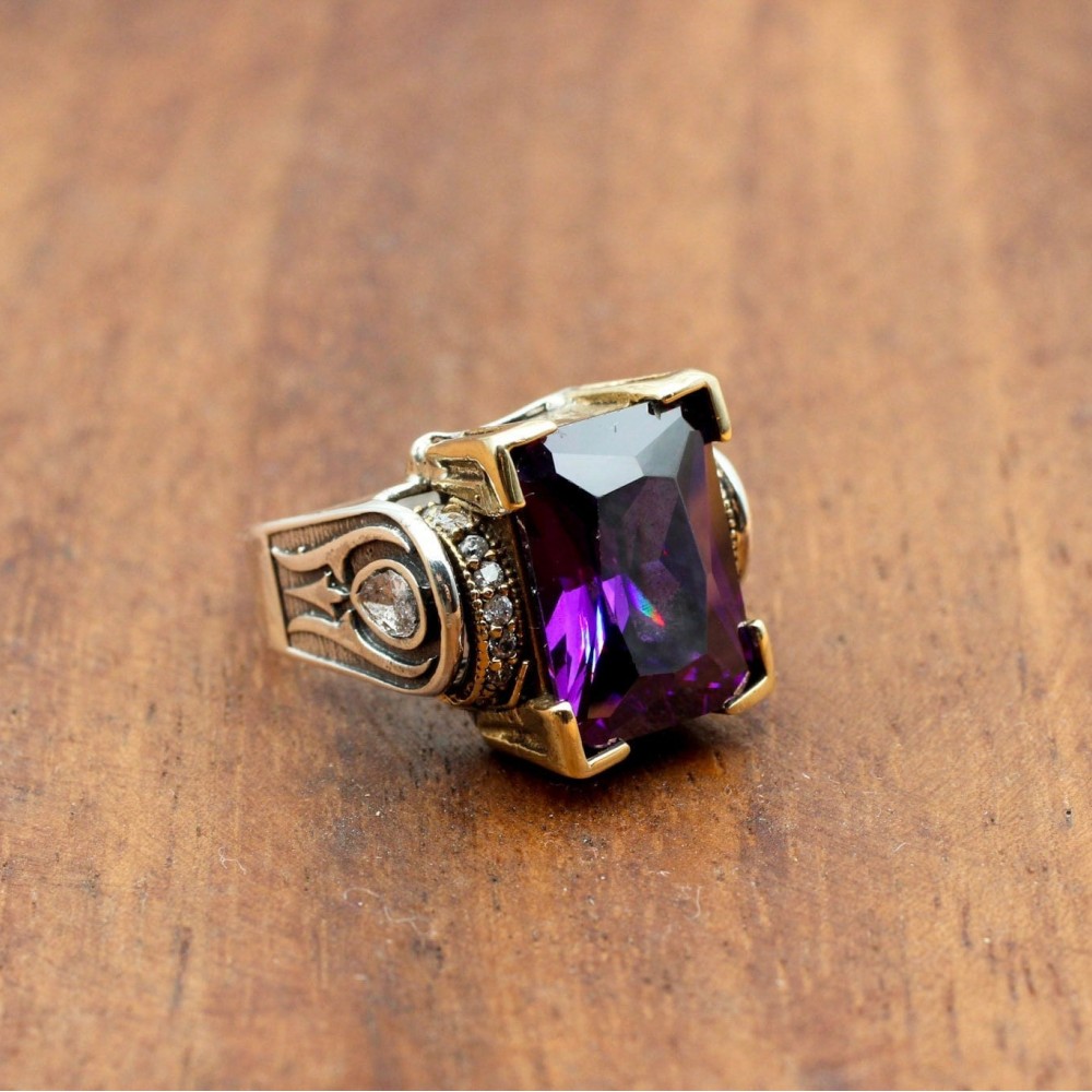 Amethyst Ring, Handmade Women's Ring, Turkish Handmade, Silver Ladies Ring, Ottoman Ring, Authentic, Ladies Ring, 925k Sterling Silver Ring,