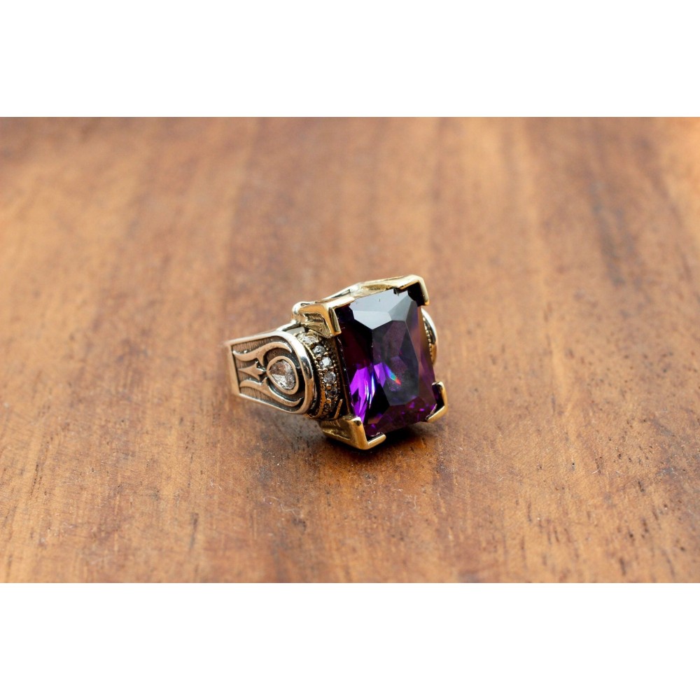 Amethyst Ring, Handmade Women's Ring, Turkish Handmade, Silver Ladies Ring, Ottoman Ring, Authentic, Ladies Ring, 925k Sterling Silver Ring,