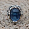Mens Handmade Ring, Turkish Handmade Silver Men Ring, Ottoman Ring, Aquamarine Ring, Men's Jewelry, Gift for Him, 925k Sterling Silver Ring