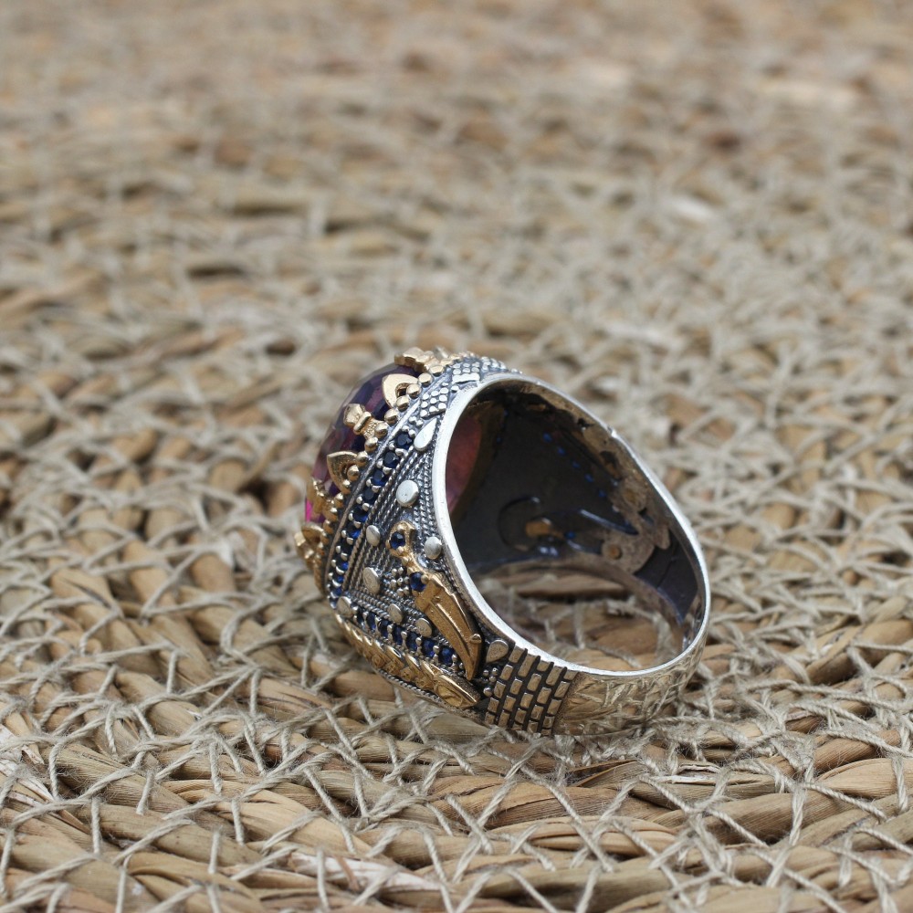 Men's Handmade Ring, Turkish Handmade Men's Ring, Ottoman Men's Ring, Tourmaline Men's Ring, Mens Ring, Gift for Him, 925k Sterling Silver Men's Handmade Ring, Turkish Handmade Men's Ring, Ottoman Men's Ring, Tourmaline Men's Ring, Mens Ring, Gift for Him, 925k Sterling Silver