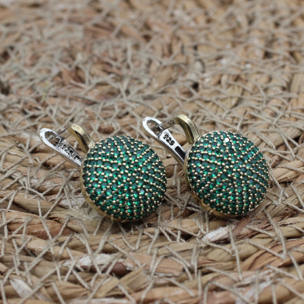 Emerald Set, Authentic Set, Handmade Set Women, Turkish Handmade, Ladies Jewelry Set, Earring, Pendant, Ladies Set, 925k Sterling Silver