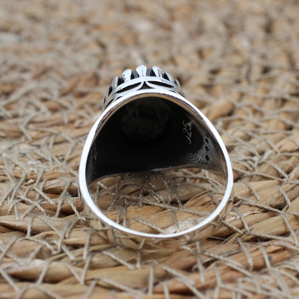 Handmade Silver Men's Ring, Onyx Men's Ring, Turkish Handmade Men's Ring, Men's Ring, Ottoman Mens Ring, Gift for Him, 925k Sterling Silver,