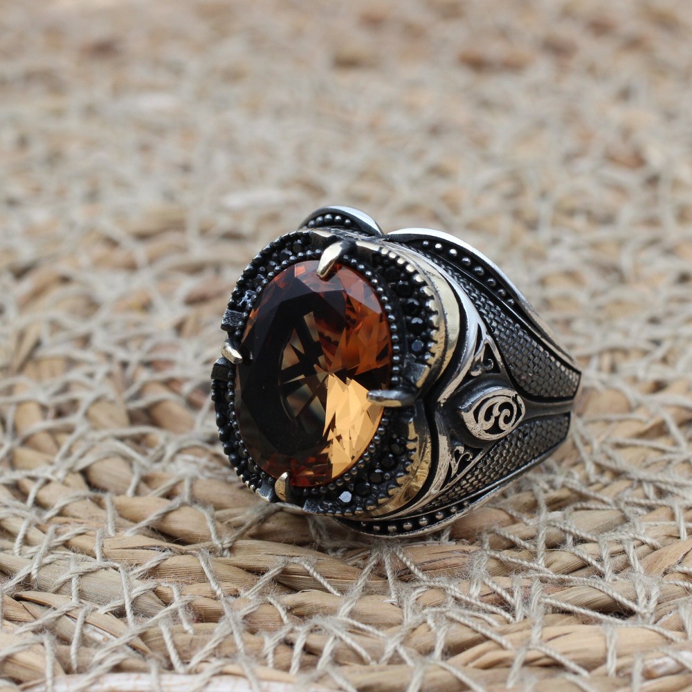 Men's Handmade Ring, Turkish Handmade Silver Mens Ring, Ottoman Ring, Alexandrite Ring, Men's Jewelry, Turquoise, 925k Sterling Silver Ring