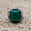 Emerald Men's Ring, Ottoman Men's Ring, Handmade Men's Ring, Turkish Handmade Men's Ring, Men's Jewelry, Gift for Him, 925 Sterling Silver