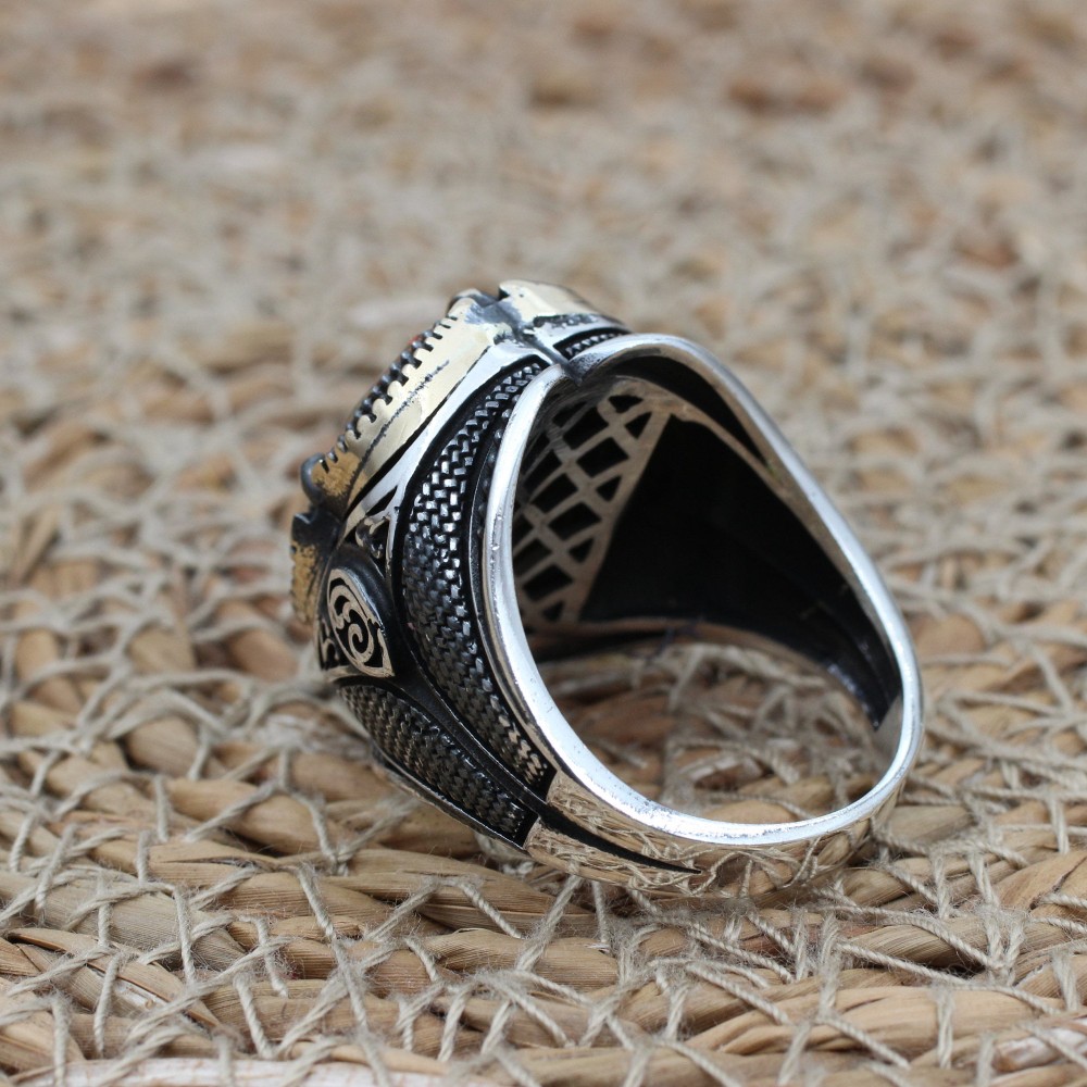 Men's Handmade Ring, Turkish Handmade Silver Mens Ring, Ottoman Ring, Alexandrite Ring, Men's Jewelry, Turquoise, 925k Sterling Silver Ring