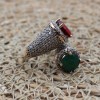 Emerald Ring, Ruby Ring, Handmade Ring, Adjustable Ring, Turkish Ring, Authentic Ring, Ottoman Ring, Ladies Ring, 925k Sterling Silver