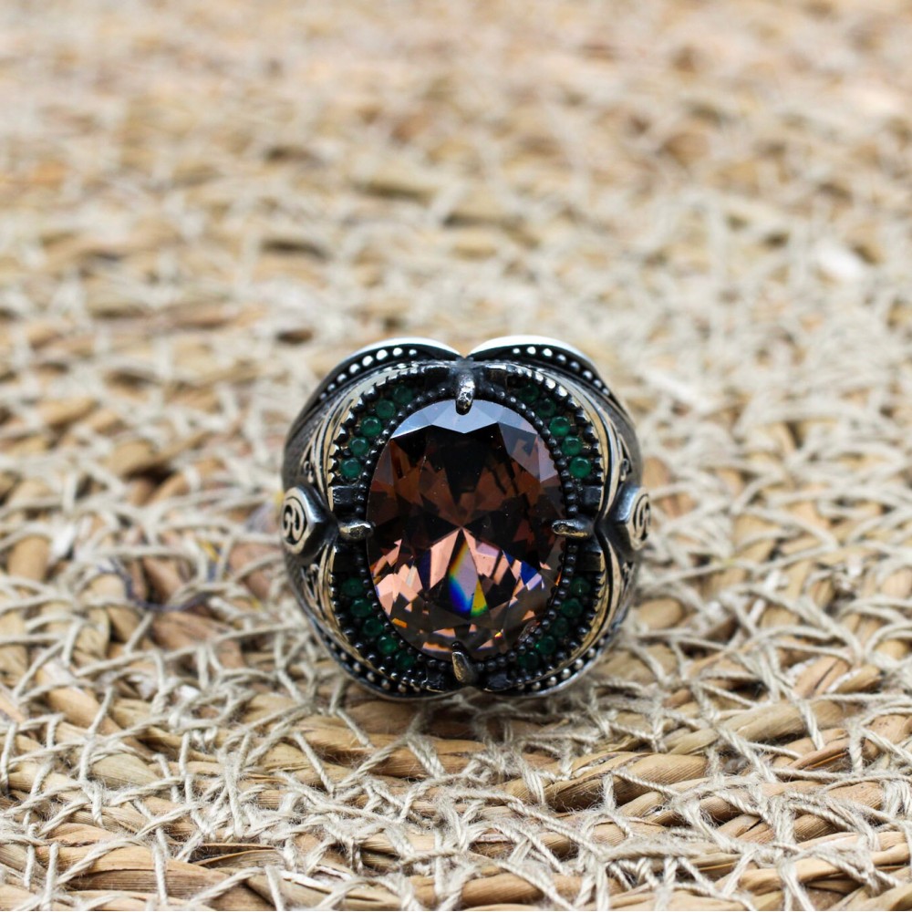 Men's Handmade Ring, Turkish Handmade Silver Mens Ring, Ottoman Ring, Alexandrite Ring, Men's Jewelry, Turquoise, 925k Sterling Silver Ring