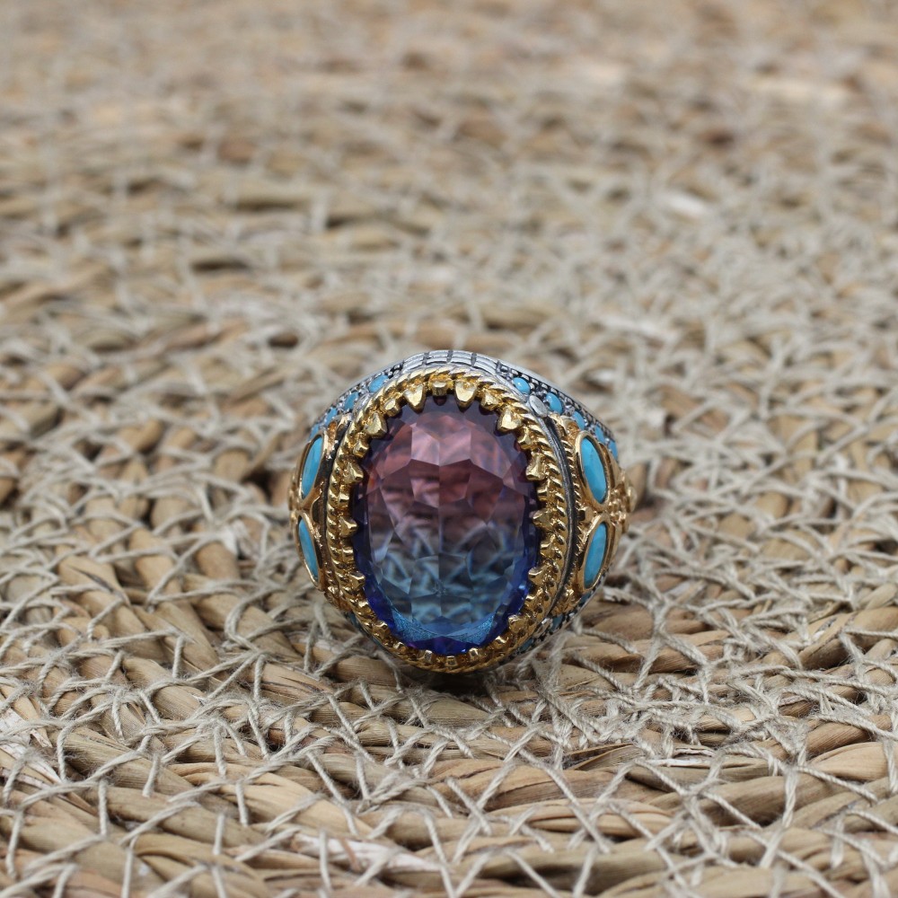 Men's Handmade Ring, Turkish Handmade Men's Ring, Ottoman Men's Ring, Tourmaline Men's Ring, Mens Ring, Gift for Him, 925k Sterling Silver Men's Handmade Ring, Turkish Handmade Men's Ring, Ottoman Men's Ring, Tourmaline Men's Ring, Mens Ring, Gift for Him, 925k Sterling Silver