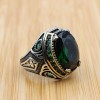 Emerald Men's Ring, Ottoman Men's Ring, Handmade Men's Ring, Turkish Handmade Men's Ring, Men's Jewelry, Gift for Him, 925 Sterling Silver