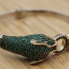 Emerald Bracelet, Tiger Bracelet, Handmade Bracelet, Bangle Cuff, Turkish Handmade, Ottoman Bracelet, Gift For Her, 925k Sterling Silver