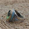 Tourmaline Men's Ring, Handmade Men's Ring, Turkish Handmade Ring, Ottoman Men's Ring, Men's Jewelry, Gift for Him, 925 Sterling Silver