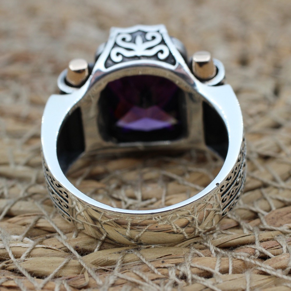 Men's Handmade Ring, Turkish Handmade Silver Men's Ring, Ottoman Ring, Amethyst Ring, Men's Jewelry, Amethyst, 925k Sterling Silver Ring Men's Handmade Ring, Turkish Handmade Silver Men's Ring, Ottoman Ring, Amethyst Ring, Men's Jewelry, Amethyst, 925k Sterling Silver Ring