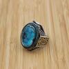 Mens Handmade Ring, Turkish Handmade Silver Men Ring, Ottoman Ring, Aquamarine Ring, Men's Jewelry, Gift for Him, 925k Sterling Silver Ring