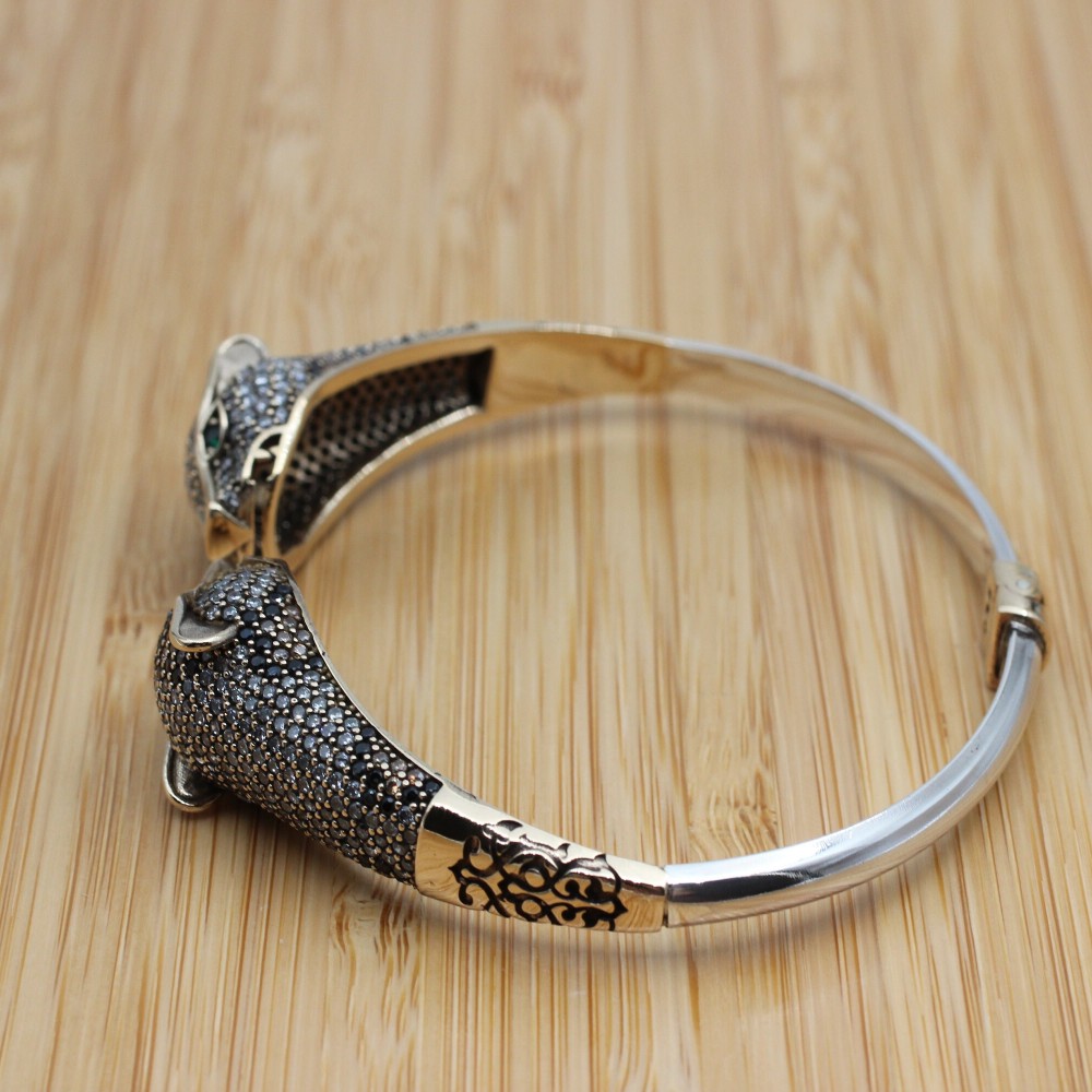 Leopard Bracelet, Tiger Bracelet, Handmade Bracelet, Bangle Cuff, Turkish Handmade, Bangle Bracelet, Gift for Her, 925k Sterling Silver,