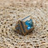 Turkish Handmade Ring, Silver Ladies Ring, Handmade Women Ring, Ottoman Women Ring, Aquamarine Ring, Ladies Ring, 925k Sterling Silver Ring,