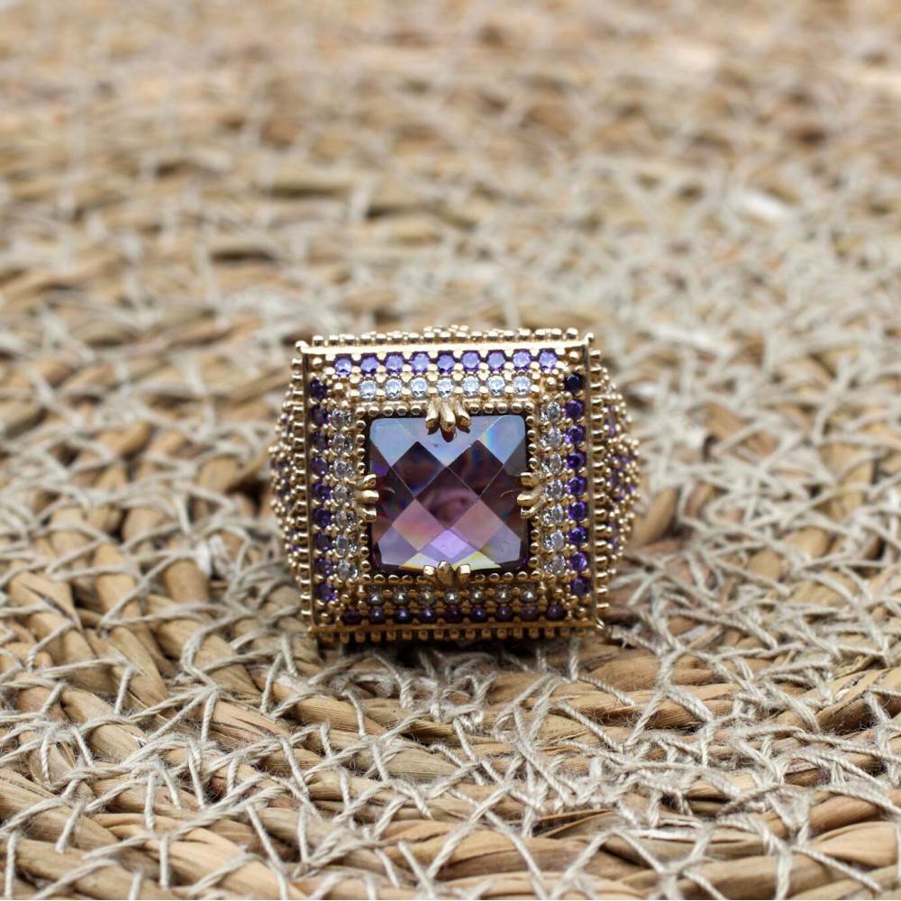 Amethyst Ring, Handmade Women's Ring, Turkish Handmade, Silver Ladies Ring, Ottoman Ring, Authentic, Ladies Ring, 925k Sterling Silver Ring,
