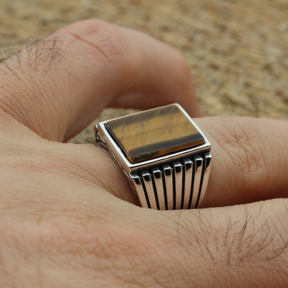 Tiger Eye Men's Ring, Ottoman Men's Ring, Handmade Men's Ring, Turkish Handmade Men's Ring, Men's Jewelry, Gift for Him, 925 Sterling Silver Tiger Eye Men's Ring, Ottoman Men's Ring, Handmade Men's Ring, Turkish Handmade Men's Ring, Men's Jewelry, Gift for Him, 925 Sterling Silver