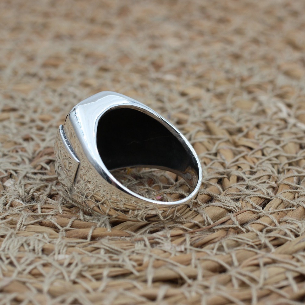 Handmade Silver Men's Ring, Onyx Men's Ring, Turkish Handmade Men's Ring, Men's Ring, Ottoman Mens Ring, Gift for Him, 925 Sterling Silver