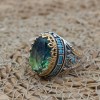 Tourmaline Men's Ring, Handmade Men's Ring, Turkish Handmade Ring, Ottoman Men's Ring, Men's Jewelry, Gift for Him, 925 Sterling Silver