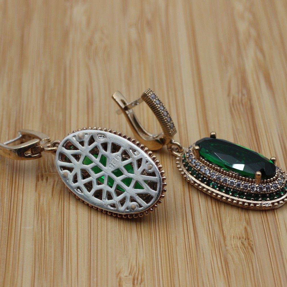 Emerald Set, Authentic Set, Handmade Women Set, Turkish Set, Ladies Jewelry Set, Ring, Earring, Pendant, Ladies Set, 925k Sterling Silver