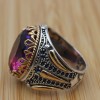 Men's Handmade Ring, Turkish Handmade Ring, Ottoman Men's Ring, Tourmaline Men's Ring, Yemeni Mens Ring, Gift for Him, 925k Sterling Silver