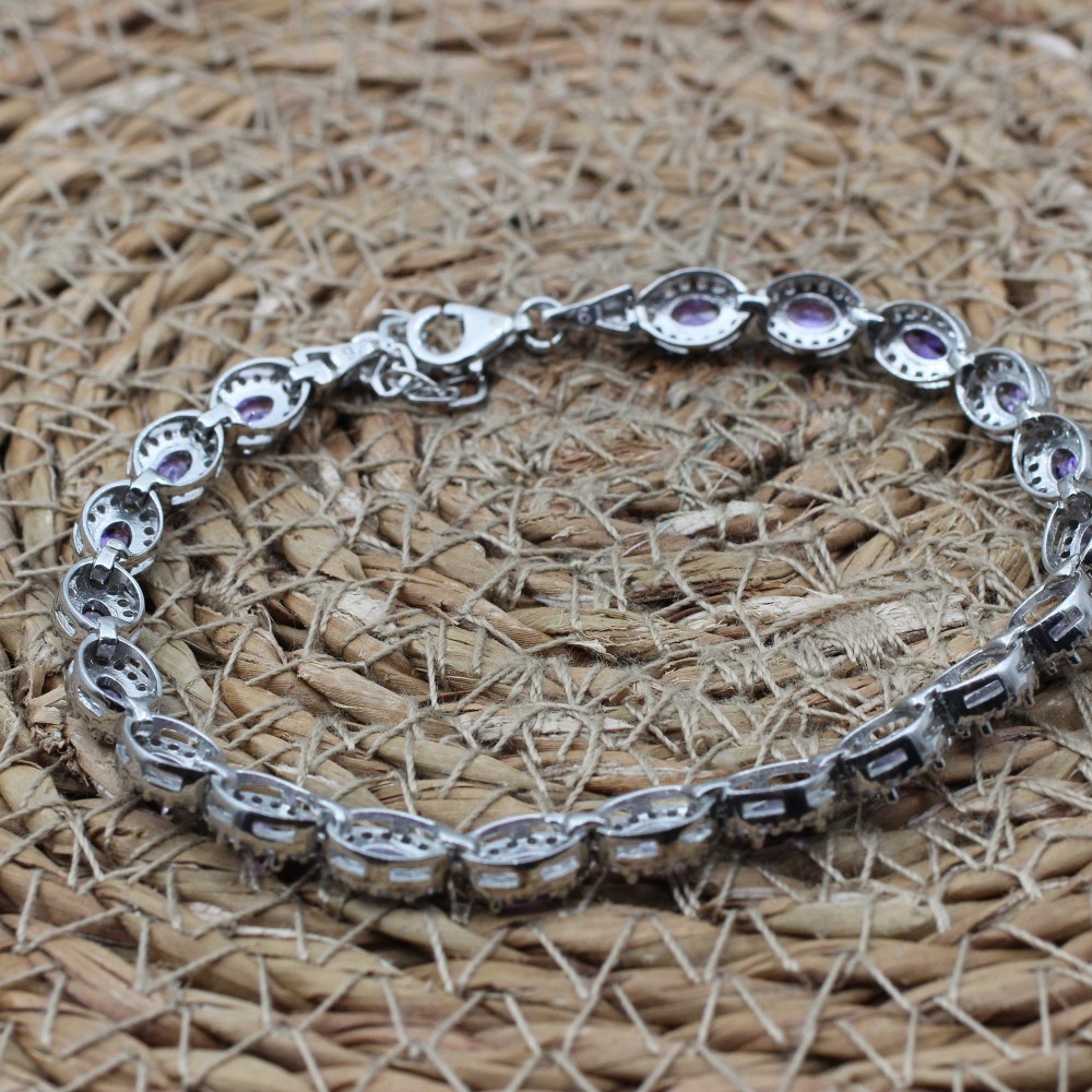 Amethyst Bracelet, Ottoman Bracelet, Handmade Bracelet, Bangle Cuff, Turkish Handmade, Ladies Bracelet, Gift For Her, 925k Sterling Silver,