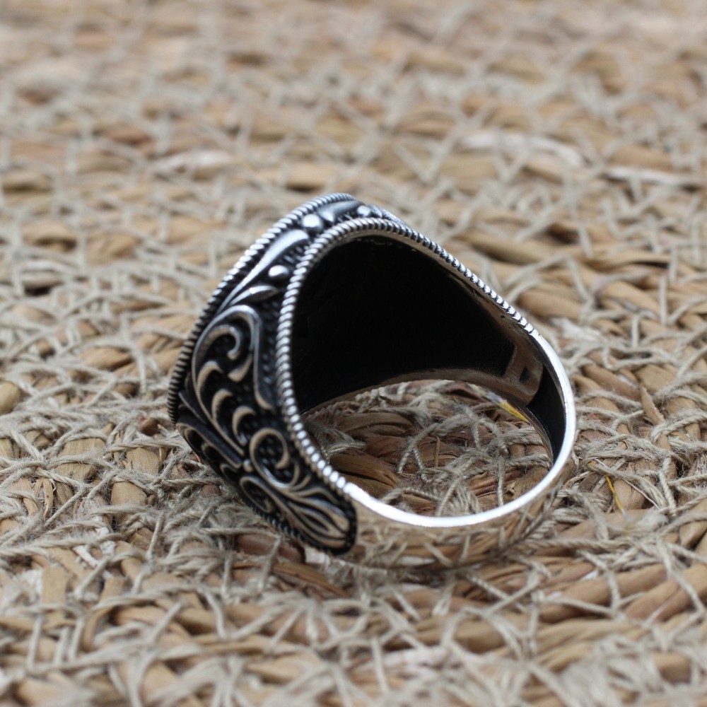 Handmade Silver Men's Ring, Onyx Men's Ring, Turkish Handmade Men's Ring, Men's Ring, Ottoman Mens Ring, Gift for Him, 925k Sterling Silver, Handmade Silver Men's Ring, Onyx Men's Ring, Turkish Handmade Men's Ring, Men's Ring, Ottoman Mens Ring, Gift for Him, 925k Sterling Silver,