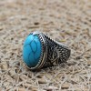Turquoise Men's Ring, Handmade Ring, Turkish Handmade Ring, Eagle Ring, Ottoman Ring, Men's Jewelry, Gift for Him, 925k Sterling Silver Ring