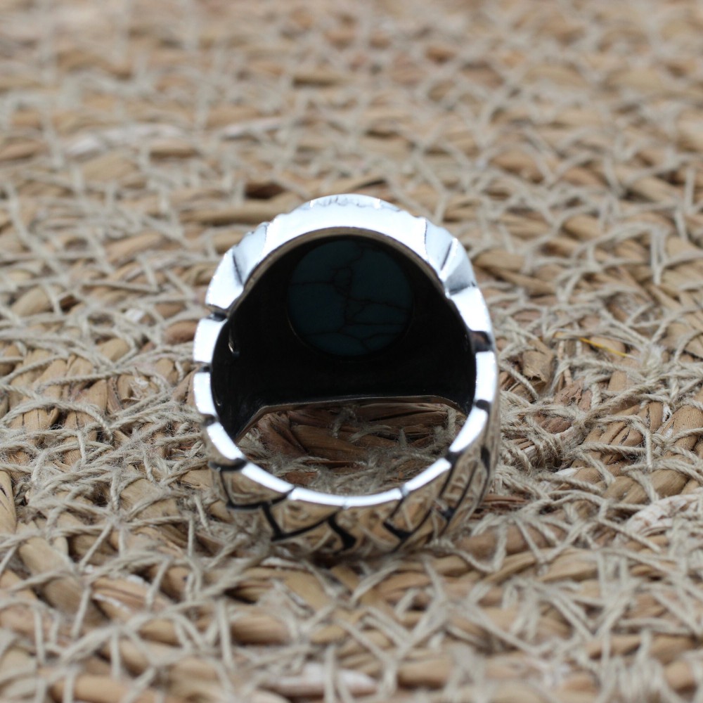 Turquoise Men's Ring, Handmade Ring, Turkish Handmade Silver Men Ring, Ottoman Ring, Men's Jewelry, Gift for Him, 925k Sterling Silver Ring Turquoise Men's Ring, Handmade Ring, Turkish Handmade Silver Men Ring, Ottoman Ring, Men's Jewelry, Gift for Him, 925k Sterling Silver Ring