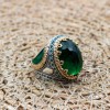 Emerald Men's Ring, Ottoman Men's Ring, Handmade Men's Ring, Turkish Handmade Men's Ring, Men's Jewelry, Gift for Him, 925 Sterling Silver