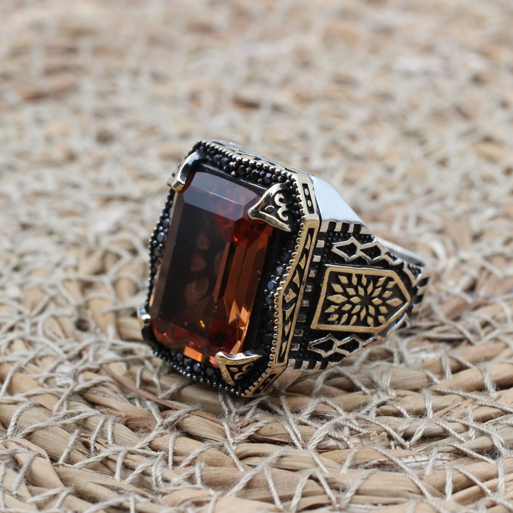 Alexandrite Men's Ring, Ottoman Men's Ring, Handmade Men's Ring, Turkish Handmade Mens Ring, Mens Jewelry, Gift for Him, 925 Sterling Silver