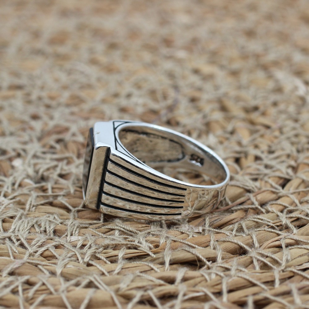 Handmade Silver Men's Ring, Onyx Men's Ring, Turkish Handmade Men's Ring, Men's Ring, Ottoman Mens Ring, Gift for Him, 925 Sterling Silver