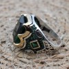 Emerald Men's Ring, Ottoman Men's Ring, Handmade Men's Ring, Turkish Handmade Men's Ring, Men's Jewelry, Gift for Him, 925 Sterling Silver