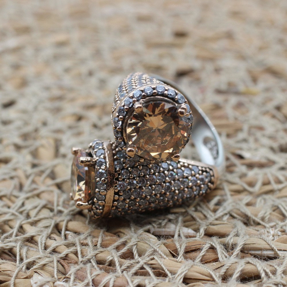 Topaz Ring, Handmade Women's Ring, Turkish Handmade Ring, Adjustable Ring, Ottoman Ring, Ladies Ring, 925k Sterling Silver, Gift For Her,