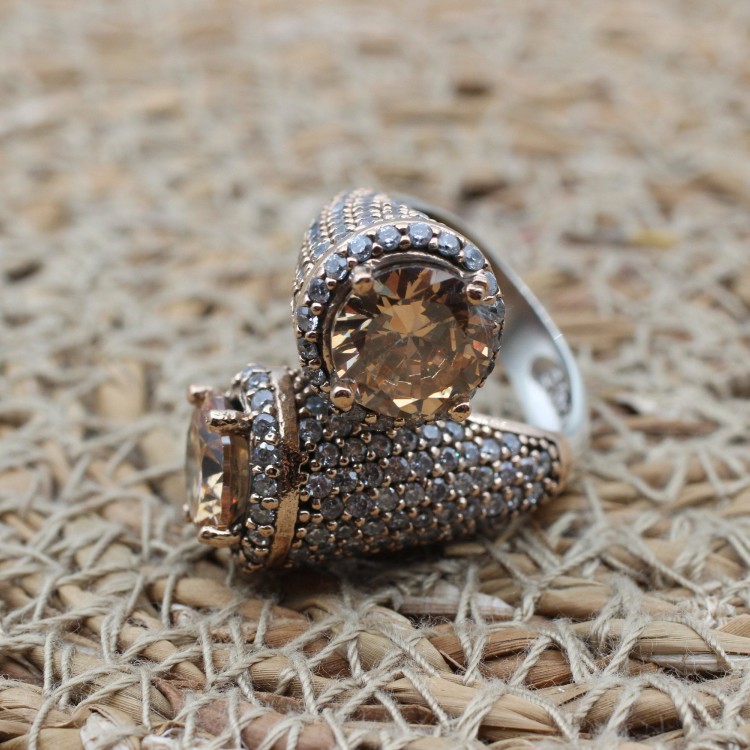 Topaz Ring, Handmade Women's Ring, Turkish Handmade Ring, Adjustable Ring, Ottoman Ring, Ladies Ring, 925k Sterling Silver, Gift For Her,