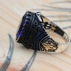 Sapphire Men Ring, Turkish Handmade Silver Men Ring, Mens Handmade Ring, Ottoman Ring, Men Jewelry, Gift for Him, 925k Sterling Silver Ring Sapphire Men Ring, Turkish Handmade Silver Men Ring, Mens Handmade Ring, Ottoman Ring, Men Jewelry, Gift for Him, 925k Sterling Silver Ring