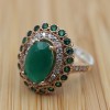 Emerald Ring, Handmade Women's Ring, Turkish Handmade Ring, Authentic Ring, Ottoman Ring, Ladies Ring, 925k Sterling Silver, Cubic Zircon