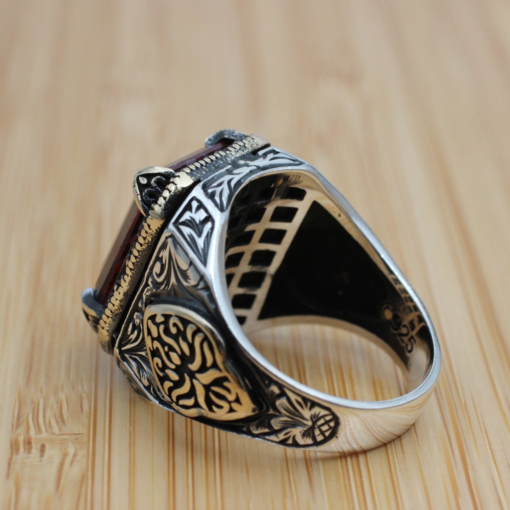 Mens Handmade Ring, Turkish Handmade Silver Men Ring, Ottoman Men Ring, Ruby Ring, Men's Jewelry, Gift for Him, 925k Sterling Silver Ring Mens Handmade Ring, Turkish Handmade Silver Men Ring, Ottoman Men Ring, Ruby Ring, Men's Jewelry, Gift for Him, 925k Sterling Silver Ring
