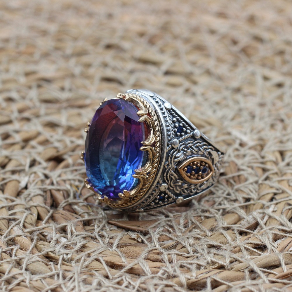 Tourmaline Men's Ring, Handmade Men's Ring, Turkish Handmade Men Ring, Ottoman Men's Ring, Men's Jewelry, Gift for Him, 925 Sterling Silver Tourmaline Men's Ring, Handmade Men's Ring, Turkish Handmade Men Ring, Ottoman Men's Ring, Men's Jewelry, Gift for Him, 925 Sterling Silver