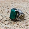 Emerald Men's Ring, Ottoman Men's Ring, Handmade Men's Ring, Turkish Handmade Men's Ring, Men's Jewelry, Gift for Him, 925 Sterling Silver