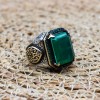Emerald Men's Ring, Ottoman Men's Ring, Handmade Men's Ring, Turkish Handmade Men's Ring, Men's Jewelry, Gift for Him, 925 Sterling Silver