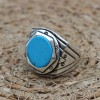 Turquoise Men's Ring, Handmade Men's Ring, Turkish Handmade Men's Ring, Ottoman Ring, Men's Jewelry, Gift for Him, 925k Sterling Silver Ring